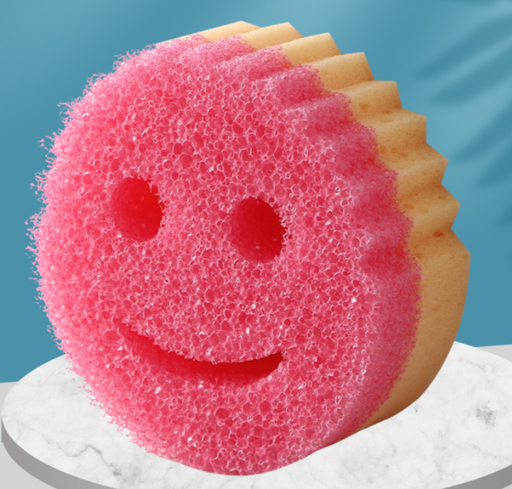 Color-Changing Smile Sponge — Dual-Sided Temperature-Sensitive Scrubber, Non-Scratch Kitchen & Bathroom Cleaning Tool