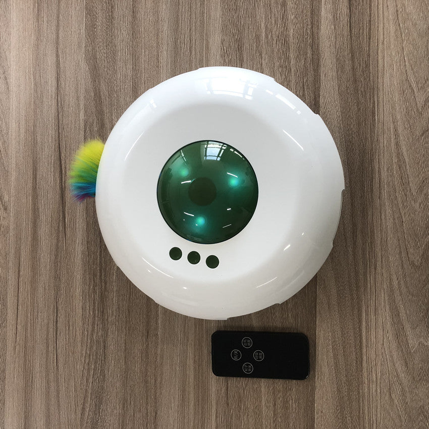 Electric UFO Cat Toy — Auto-Rolling Interactive Teaser with Feathers