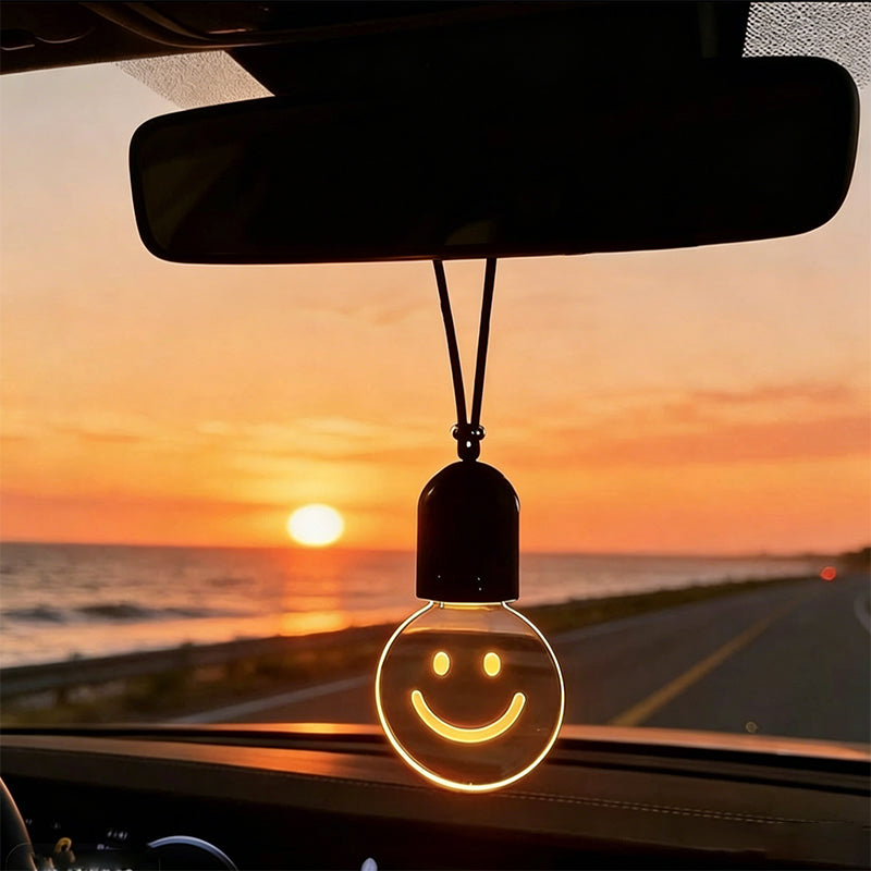 Smiley Face Hanging Car Light — Warm Glow LED Ambient Lamp