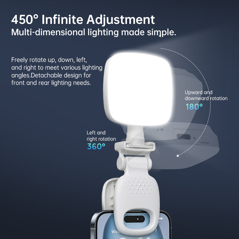 Pocket Phone Fill Light — 3-Color Clip-On LED for Selfies, Video & Zoom Calls