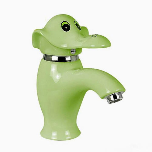 Cartoon Elephant Ceramic Kids Faucet — Cute Bathroom Basin Tap for Children