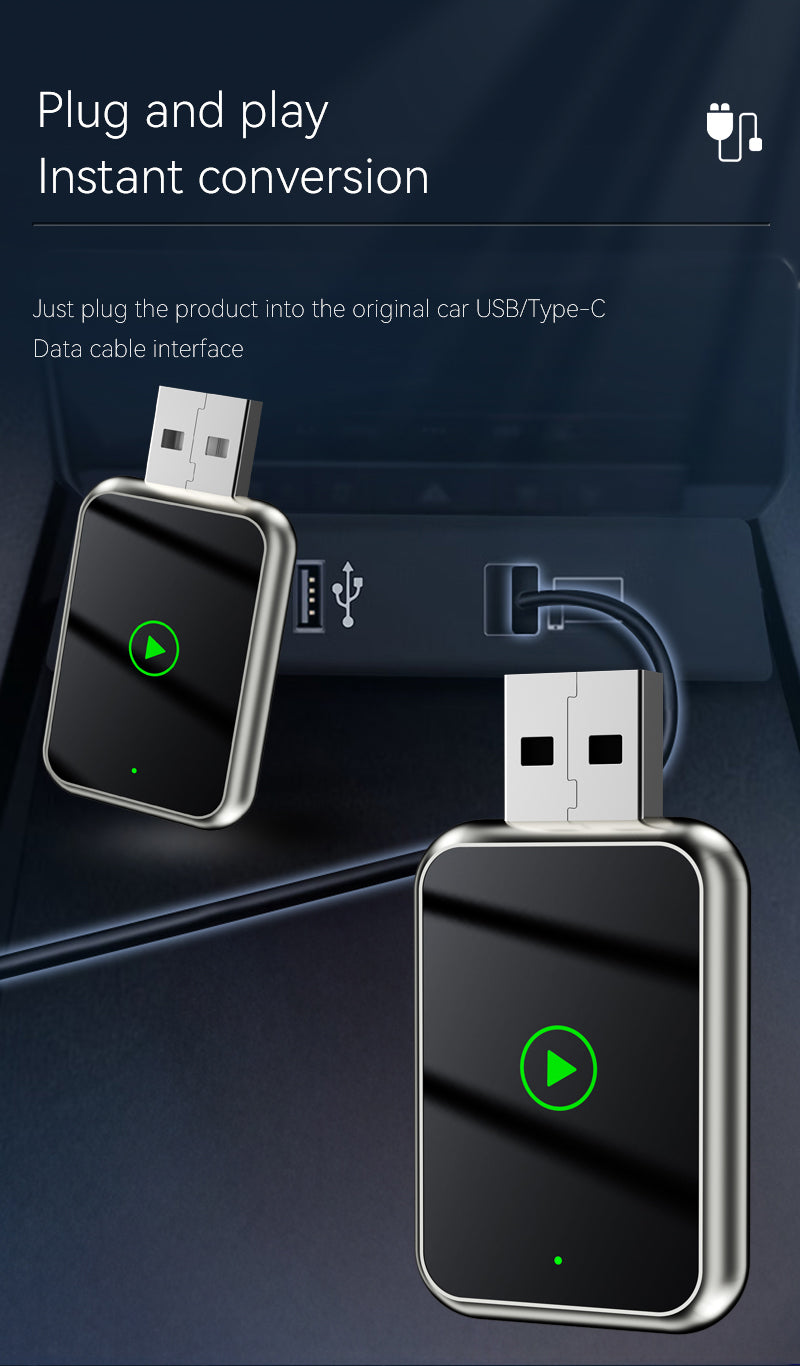 Wireless CarPlay Adapter — Plug & Play, Auto-Connect, Converts Wired to Wireless in Seconds