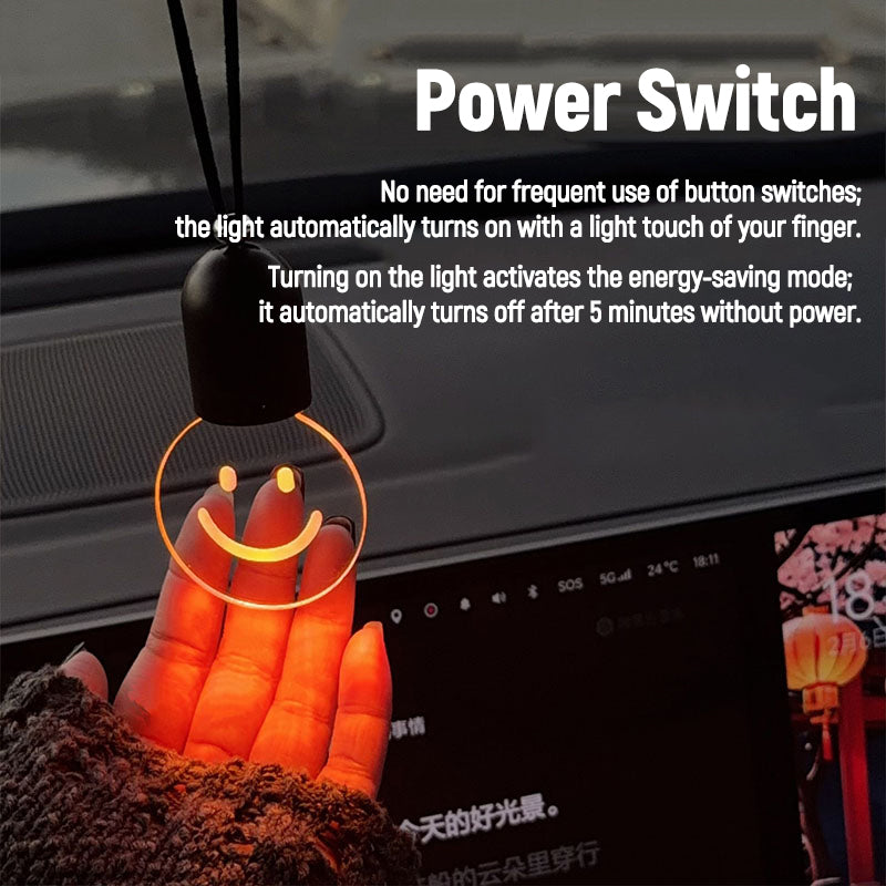 Smiley Face Hanging Car Light — Warm Glow LED Ambient Lamp