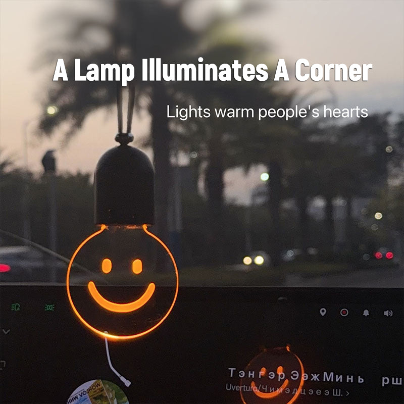 Smiley Face Hanging Car Light — Warm Glow LED Ambient Lamp