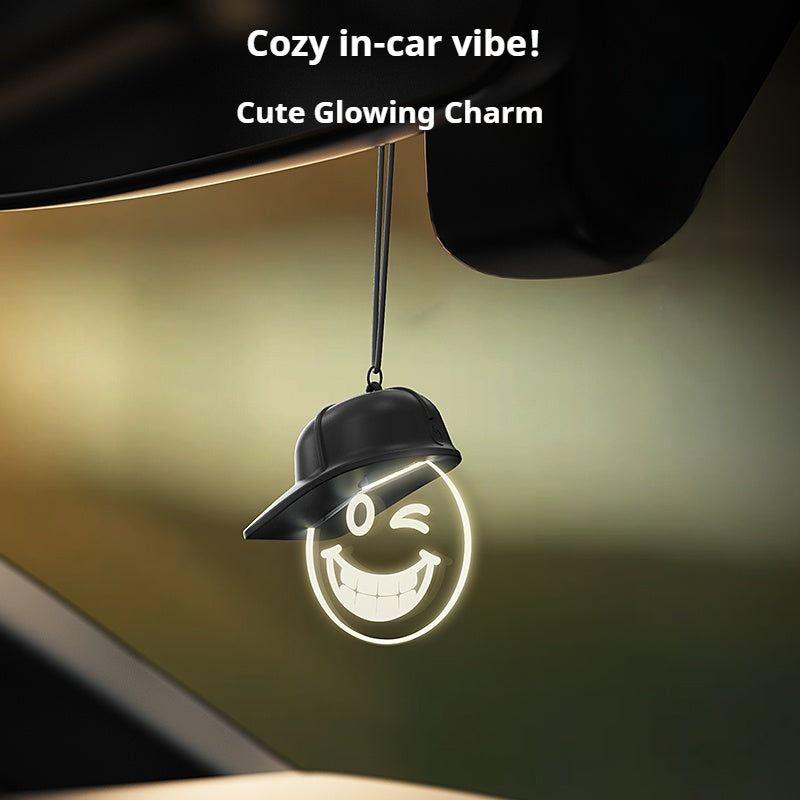 Smiley Hat Car Hanging Charm — Color-Changing LED Ambient Light
