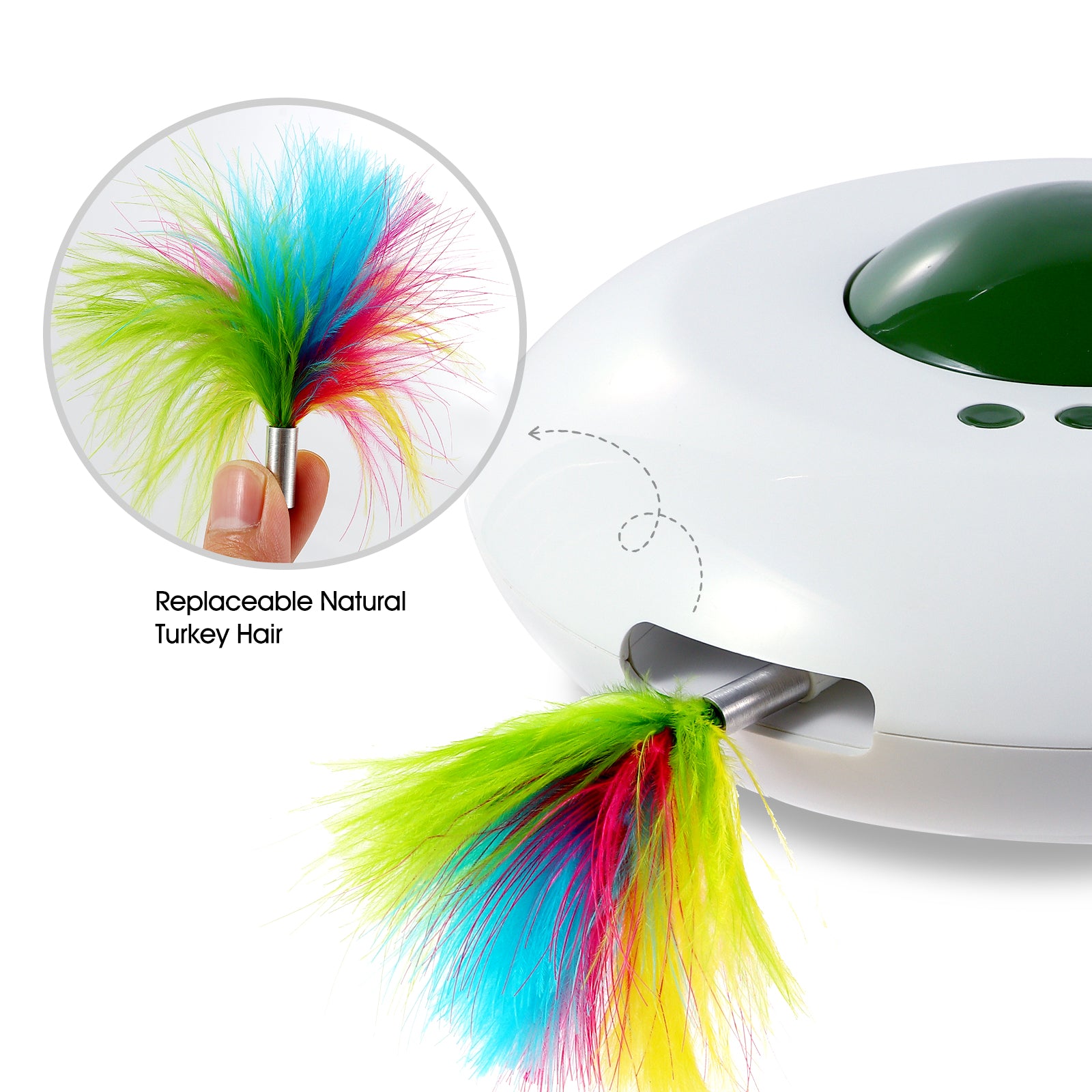 Electric UFO Cat Toy — Auto-Rolling Interactive Teaser with Feathers