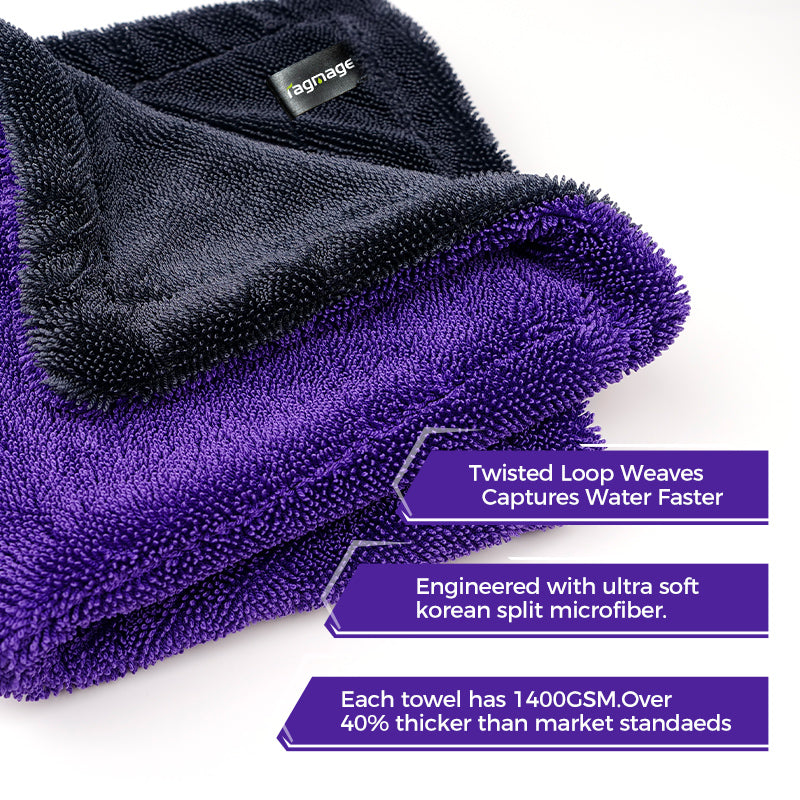 Twisted Loop Microfiber Car Drying Towel — Streak-Free, Super Absorbent, Quick Dry
