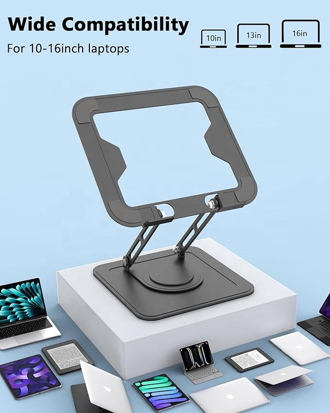 Ergonomic Laptop Stand — Adjustable Foldable Aluminum Riser with 360° Rotation