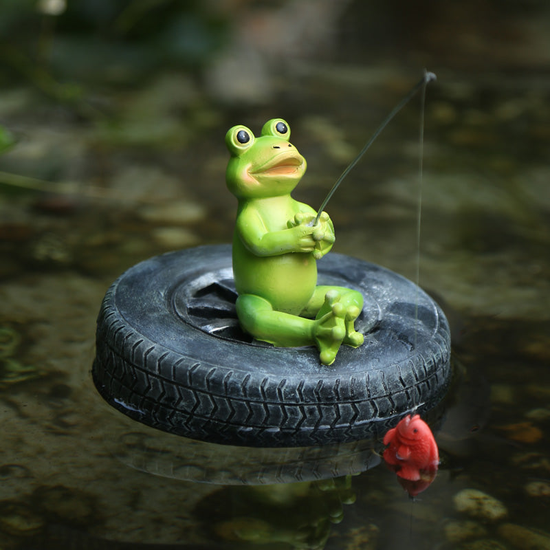 Floating Frog Garden Ornament — Resin Pond & Yard Decoration