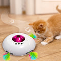 Electric UFO Cat Toy — Auto-Rolling Interactive Teaser with Feathers