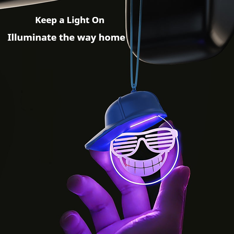 Smiley Hat Car Hanging Charm — Color-Changing LED Ambient Light