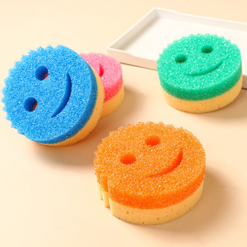 Color-Changing Smile Sponge — Dual-Sided Temperature-Sensitive Scrubber, Non-Scratch Kitchen & Bathroom Cleaning Tool