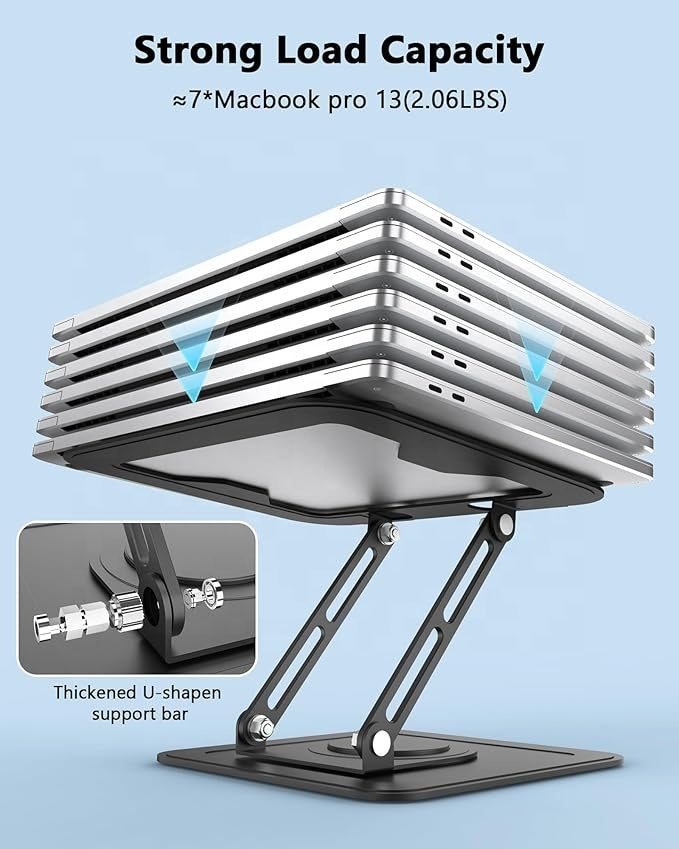 Ergonomic Laptop Stand — Adjustable Foldable Aluminum Riser with 360° Rotation
