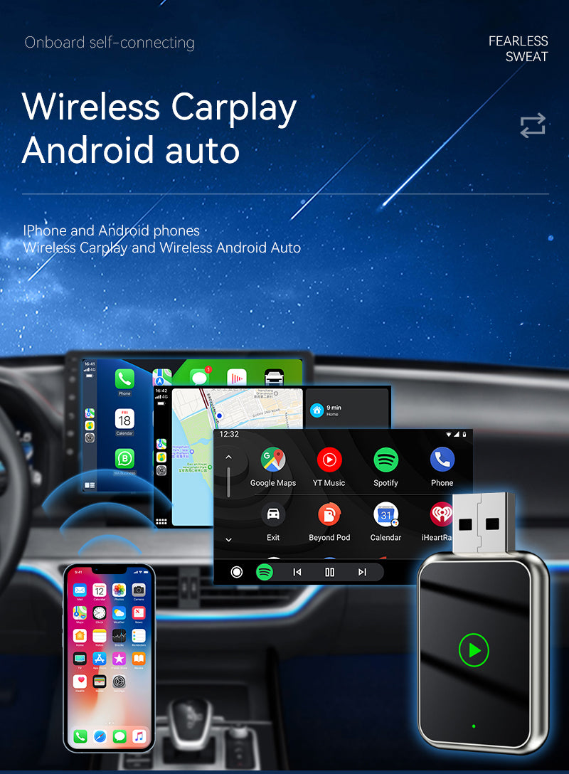 Wireless CarPlay Adapter — Plug & Play, Auto-Connect, Converts Wired to Wireless in Seconds