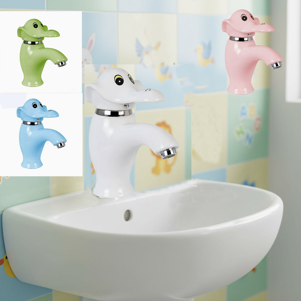 Cartoon Elephant Ceramic Kids Faucet — Cute Bathroom Basin Tap for Children