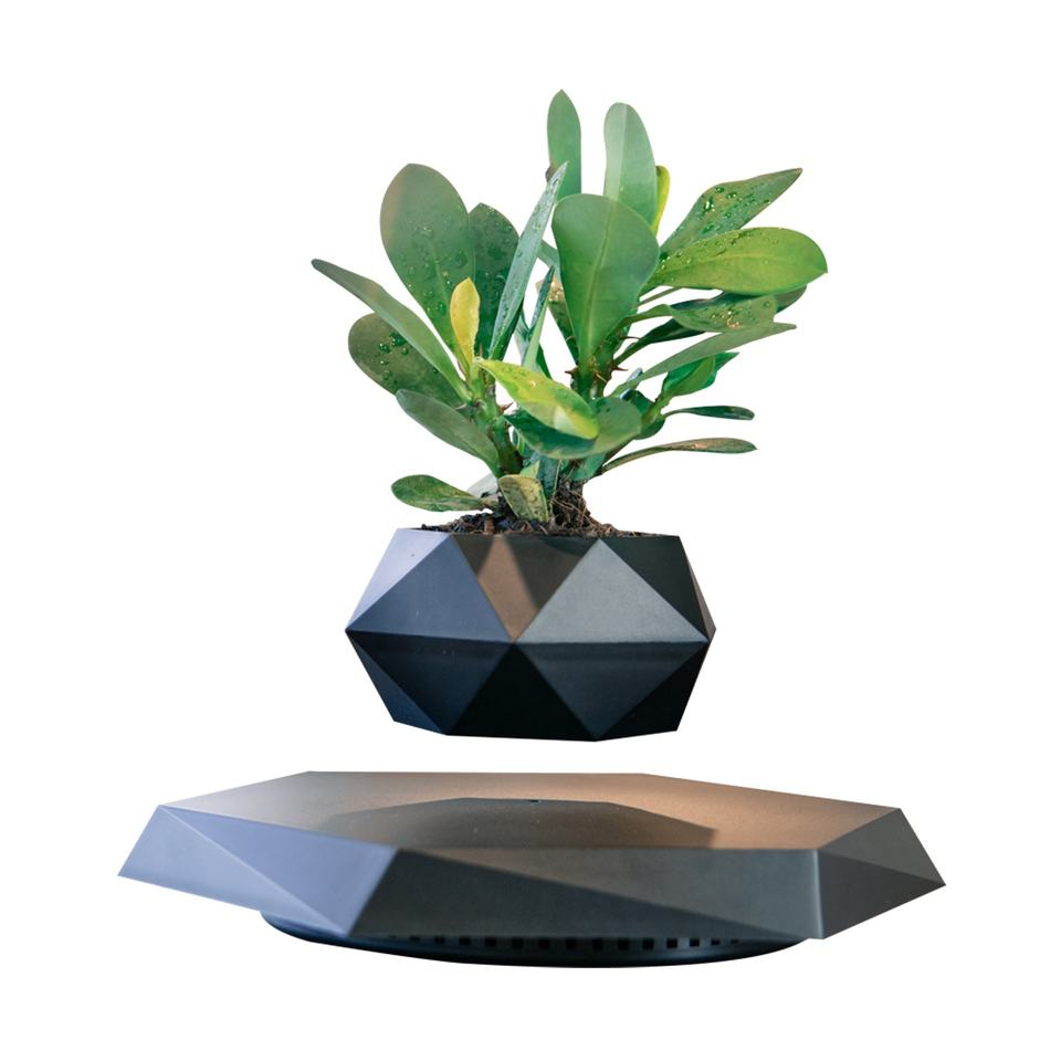 Magnetic Levitating Planter — Black